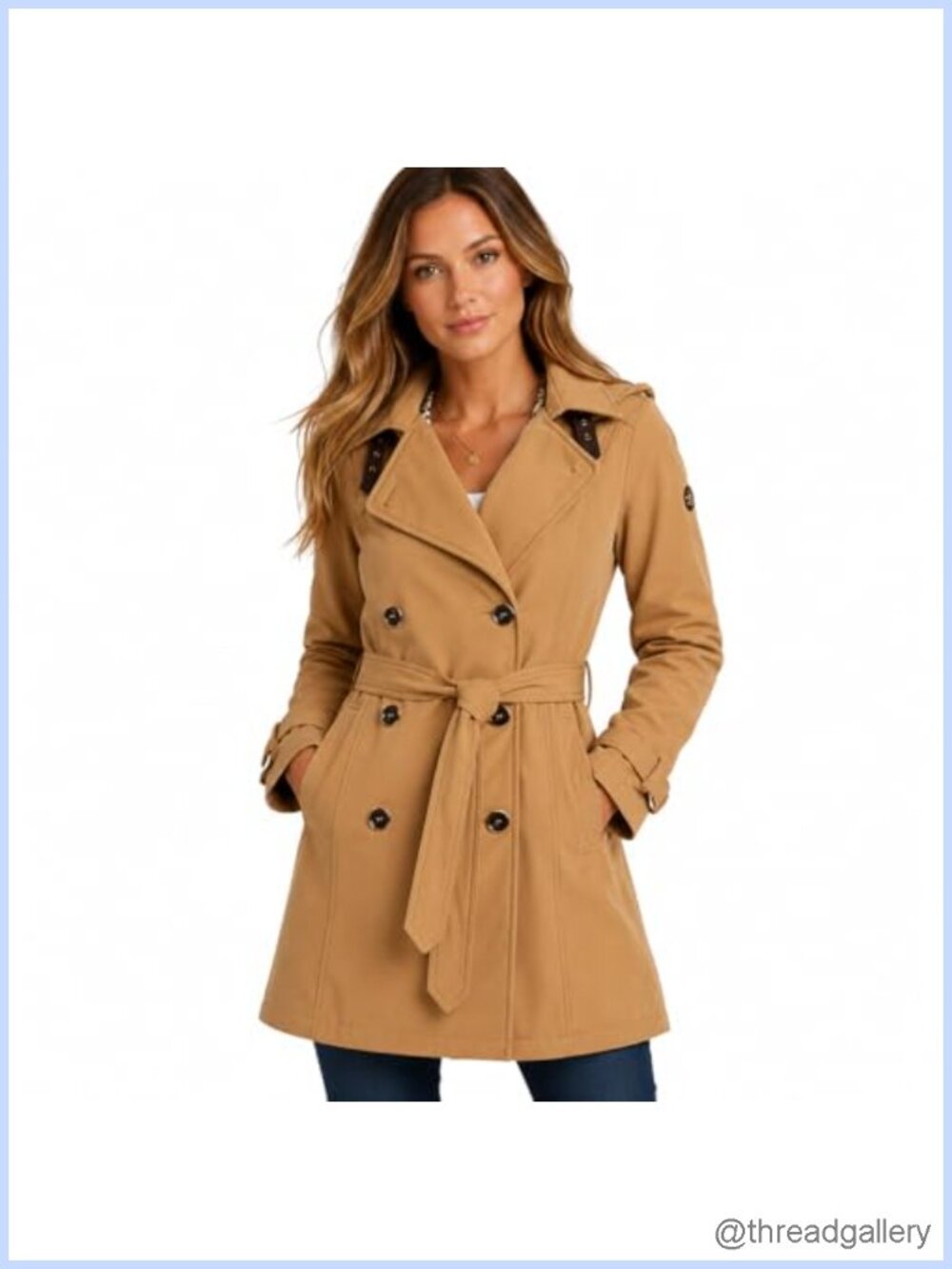Women's Softshell Trench Coat Polar Fleece Lined Hooded Belted